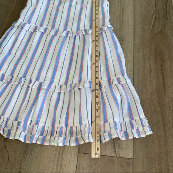 Rails Sandy Dress Tahiti Stripe Small Linen Blend Tiered Ruffle Coastal Travel - Picture 9 of 15